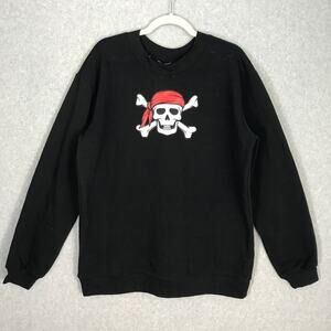 Better Together‎ Sweatshirt Large Black Pirate Halloween Skull Goth Soft Cozy